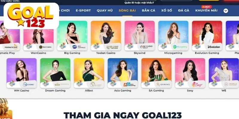 Sòng Bài Goal123: Trải nghiệm Casino Trực tuyến Chân thực